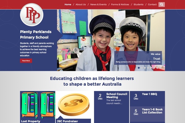 Plenty Parklands Primary School website